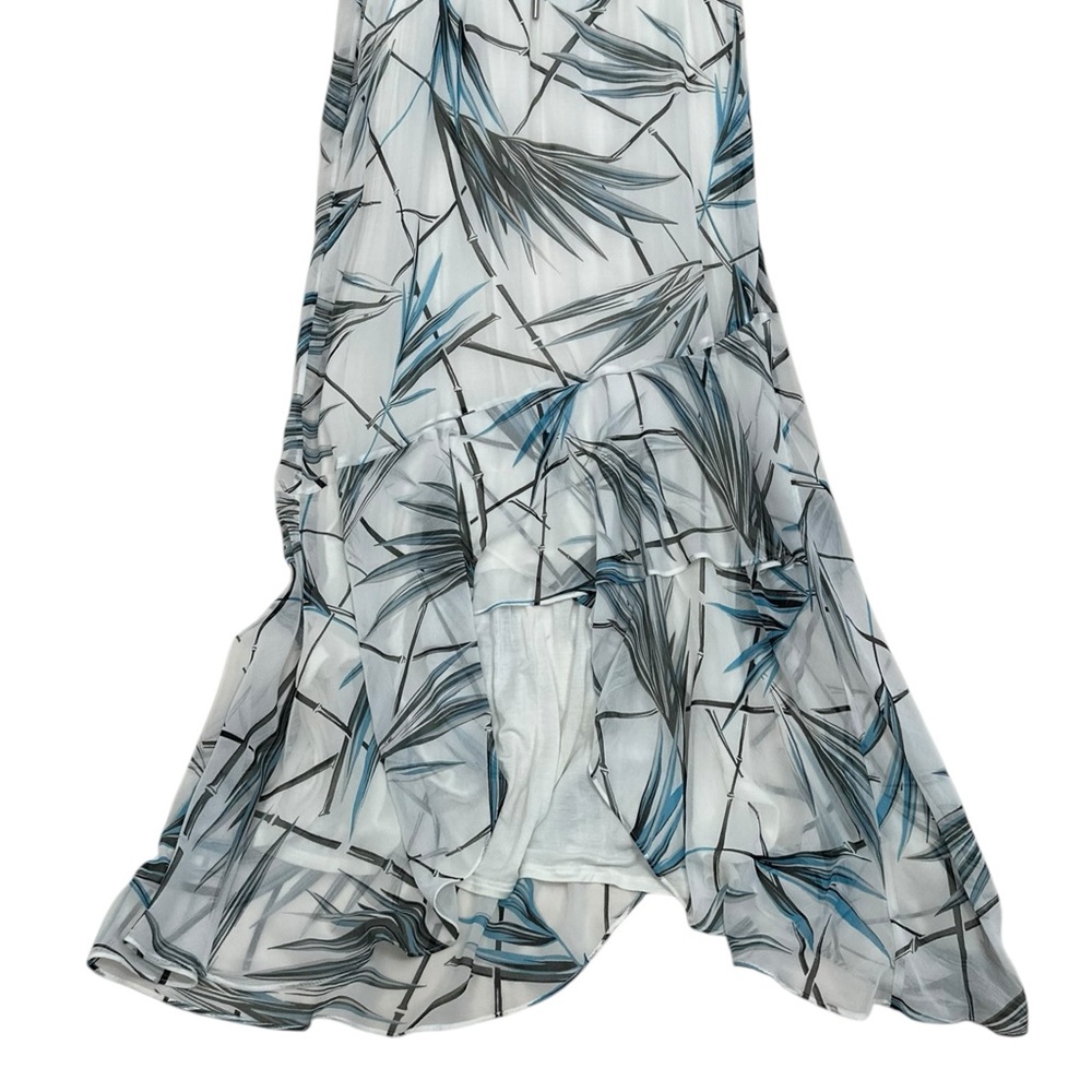 White House Black Market Hi-Lo Blue White Bamboo Pattern Sleeveless Dress Size 6 - Picture 5 of 10